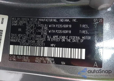 2025 Toyota Sienna Xse from USA, damaged, VIN 5TDXSKFC4SS206251